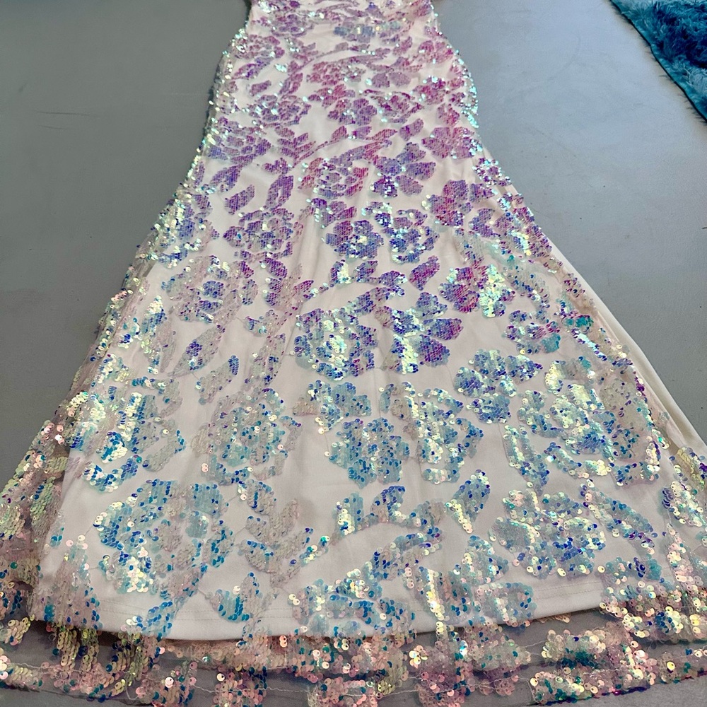 Soieblu Size Small Sequin Glitter Dress long Formal Semi Full w/slit - Picture 2 of 10